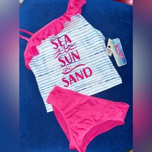 Candy Girl Sea Sun Sand Swim 2 piece Bathing Suit Tankini US Girls Size 10/12